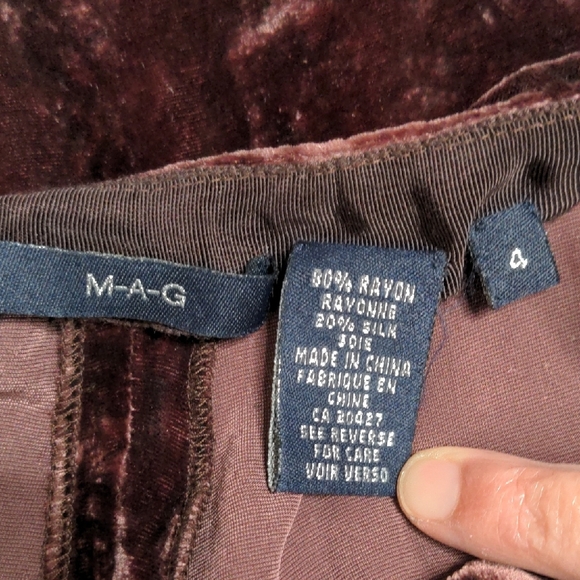 M-A-G Velvet Silk Blend Trousers Pants in Rich Burgundy Brown Size 4 - Picture 5 of 5